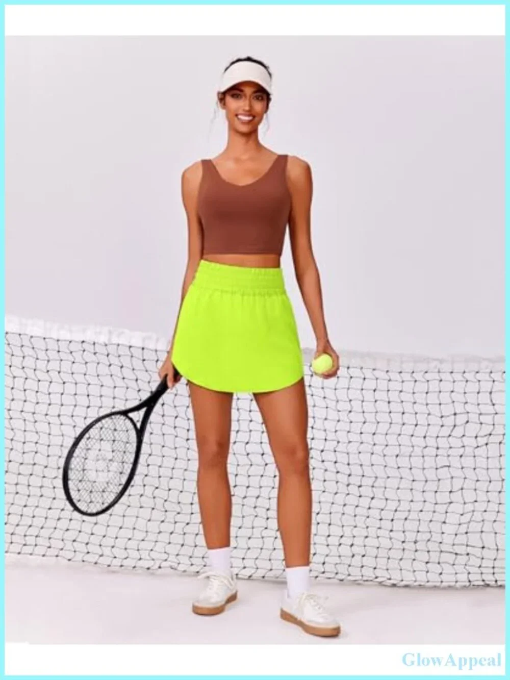 Women's High Waisted Golf Skort with Pockets, A-Line Curved Hem, Built-in Shorts